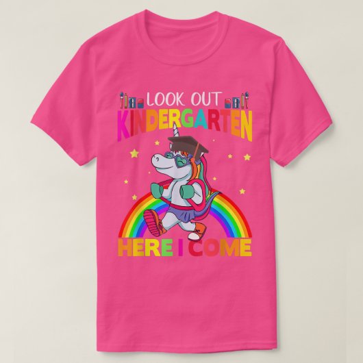 Look Out Kindergarten Here I Come Funny Unicorn Ba Tシャツ (デザイン正面)