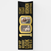 Look who 100 100th birthday party photo black gold 横断幕 (縦)