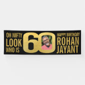 Look who 60 60th birthday party photo black gold 横断幕 (横)