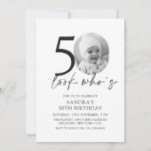 Look Who'sモダンシンプル50誕生日 招待状 (正面)