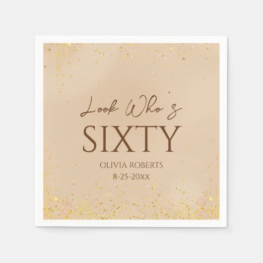 Look Who's エレガント金ゴールド誕生会 スタンダードカクテルナプキン (正面)