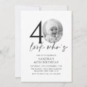 Look Who's モダンシンプルPhoto 40 Birthday 招待状 (正面)
