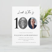 Look Who's 100 Birthday Modern Simple Photo  招待状 (スタンド正面)
