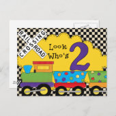 Look Who's 2誕生日・トレイン・カード ポストカード (正面/裏面)