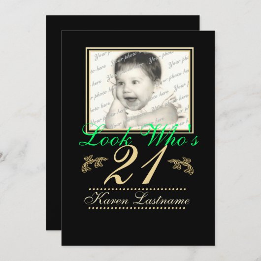 Look Who's 21 Photo 招待状 (正面/裏面)