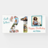 Look Who's 21 Photo Collage 21 Birthdayパーティー 横断幕 (横)