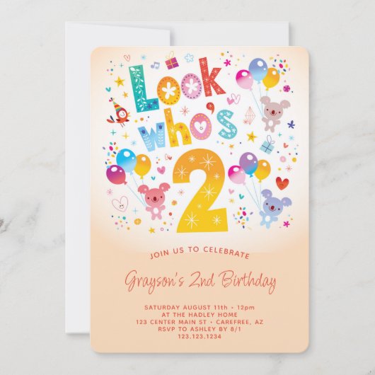 Look Who's 2Birthday 招待状 (正面)