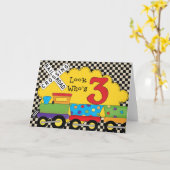 Look Who's 3誕生日・トレイン・カード カード (黄色い花)