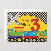 Look Who's 3誕生日・トレイン・カード ポストカード (正面/裏面)