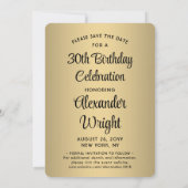 Look Who's 30ブラック&金ゴールド2フォトバースデーパーティー セーブザデート (裏面)