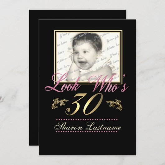 Look Who's 30写真 招待状 (正面/裏面)