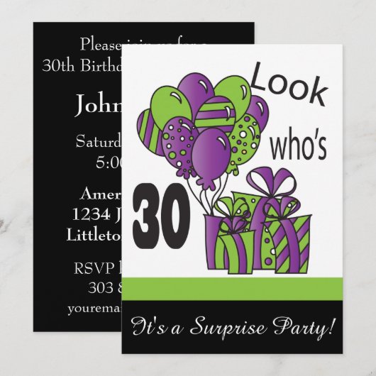 Look Who's 30誕生日| 30日 招待状 (正面/裏面)