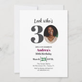 Look who's 30! Birthday Party Photo 招待状 (正面)