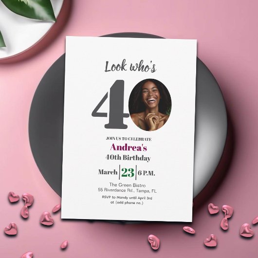 Look who's 40! Birthday Party Photo 招待状