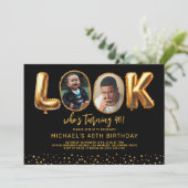 Look Who's 40 Black Gold Photo Forty Birthday 招待状 (スタンド正面)