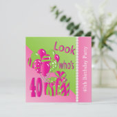 Look Who's 40 in Pink - 40th Birthday招待状 招待状 (スタンド正面)