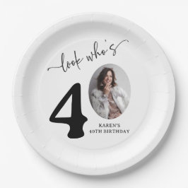 Look Who's 40! Modern Photo 40th Birthday ペーパープレート