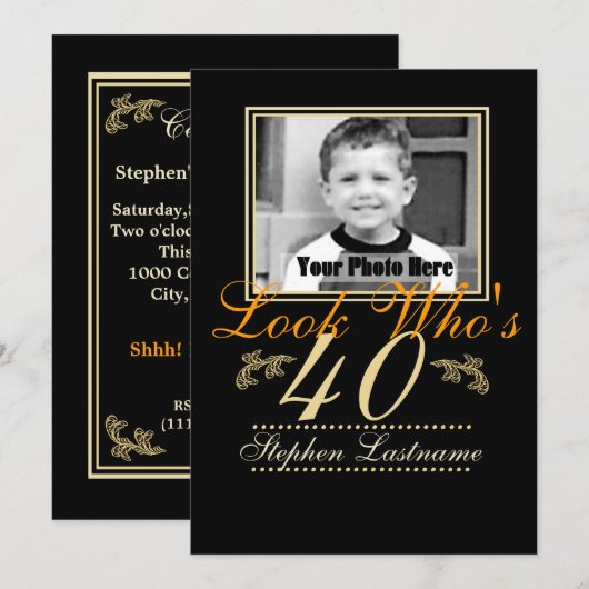 Look Who's 40 Photo 招待状 (正面/裏面)