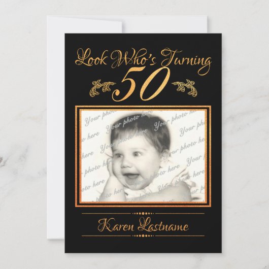 Look Who's 50フォトオレンジ 招待状 (正面)