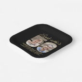 Look Who's 50ブラック&金ゴールドハッピーバースデー2写真 ペーパープレート (傾斜あり)