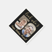 Look Who's 50ブラック&金ゴールド2フォトハッピーバースデー スタンダードカクテルナプキン (角)