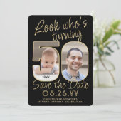 Look Who's 50ブラック&金ゴールド2フォトバースデーパーティー セーブザデート (スタンド正面)