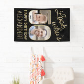 Look Who's 50ブラック&金ゴールド2フォトバースデーパーティー 横断幕 (インサイチュ)