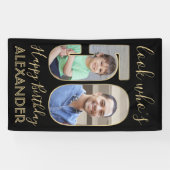 Look Who's 50ブラック&金ゴールド2フォトバースデーパーティー 横断幕 (横)