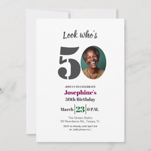 Look who's 50! Birthday Party Photo 招待状 (正面)