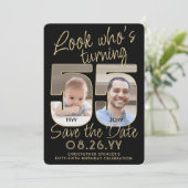 Look Who's 55ブラック&金ゴールド2フォトバースデーパーティー セーブザデート (スタンド正面)