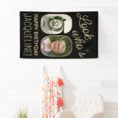 Look Who's 60ブラック&金ゴールド2フォトバースデーパーティー 横断幕 (インサイチュ)