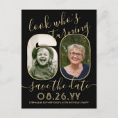 Look Who's 60 Birthday Party Save The Date 2 Photo 案内ポストカード (正面)