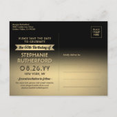 Look Who's 60 Birthday Party Save The Date 2 Photo 案内ポストカード (裏面)