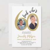 Look who's 60 elegant 2 photo 60th birthday party 招待状 (正面)