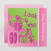 Look Who's 60 in Pink - 60誕生日 招待状 (正面/裏面)