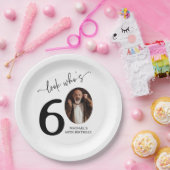 Look Who's 60! Modern Photo 60th Birthday ペーパープレート (パーティー)