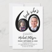 Look who's 60 modern photo 60th birthday party 招待状 (正面)