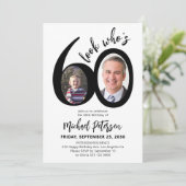 Look who's 60 modern photo 60th birthday party 招待状 (スタンド正面)