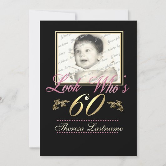 Look Who's 60 Photo 招待状 (正面)