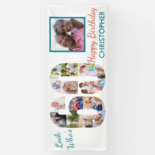 Look Who's 60 Photo Collage 60th Birthday Party 横断幕 (縦)