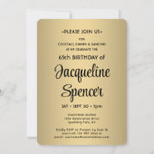 Look Who's 65ブラック&金ゴールド誕生日パーティー2写真 招待状 (裏面)