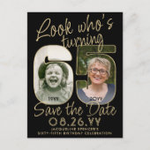 Look Who's 65 Birthday Party Save The Date 2 Photo 案内ポストカード (正面)