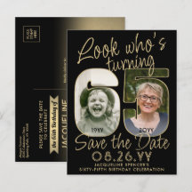 Look Who's 65 Birthday Party Save The Date 2 Photo
