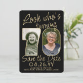 Look Who's 70ブラック&金ゴールド2フォトバースデーパーティー セーブザデート (スタンド正面)