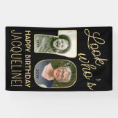 Look Who's 70ブラック&金ゴールド2フォトバースデーパーティー 横断幕 (横)