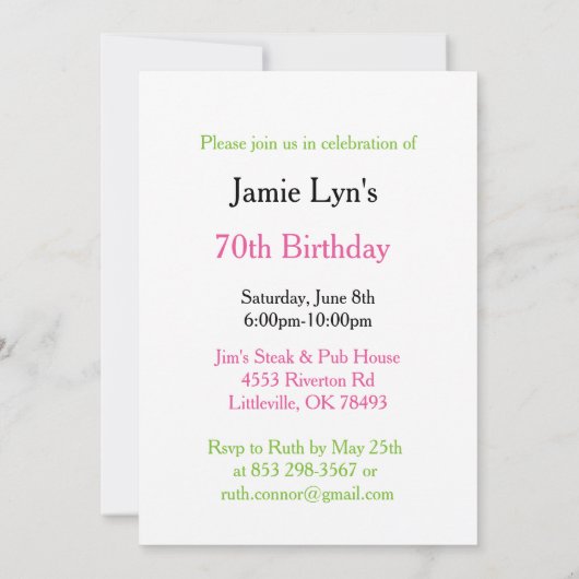 Look Who's 7070誕生日 招待状 (裏面)