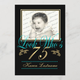 Look Who's 75フォトティール（緑がかった色） 招待状