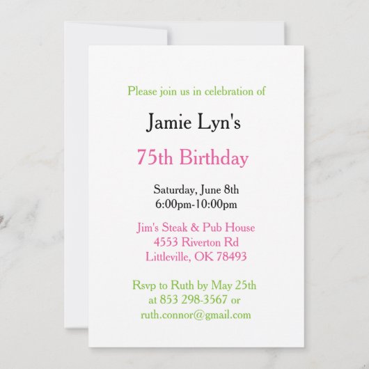 Look Who's 7575誕生日 招待状 (裏面)