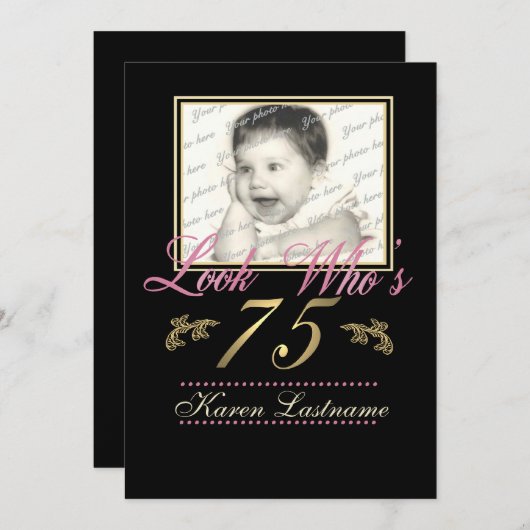 Look Who's 75 Photo 招待状 (正面/裏面)