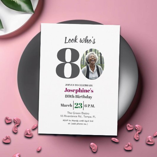 Look who's 80! Birthday Party Photo 招待状